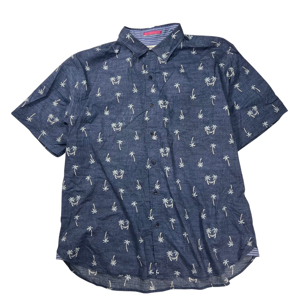 Tommy Bahama Shirt Mens XL Blue Palm Tree Short Sleeve Button Up Tropical/Brunch